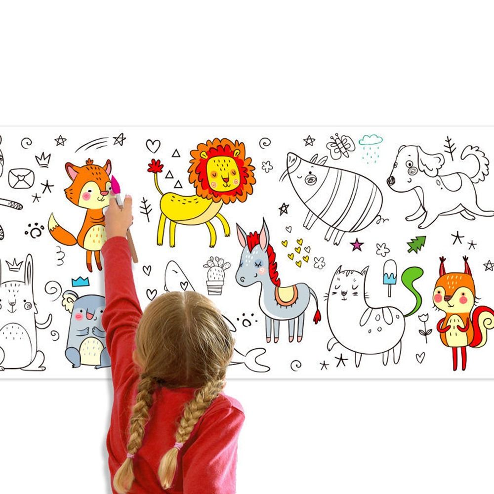 Kids Educational Workbooks - ウォールステッカー グラフィティスクロール カラーフィリングペーパースクロール 子供用描画ロール 空白の塗り絵 子供用描画スクロール