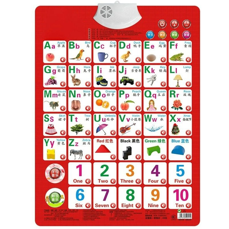 Kids Education Charts - 数字を学ぶアルファベットカードブックベビーサウンドウォールチャート早期教育啓発子供の頃の電子玩具子供のためのプラスチック