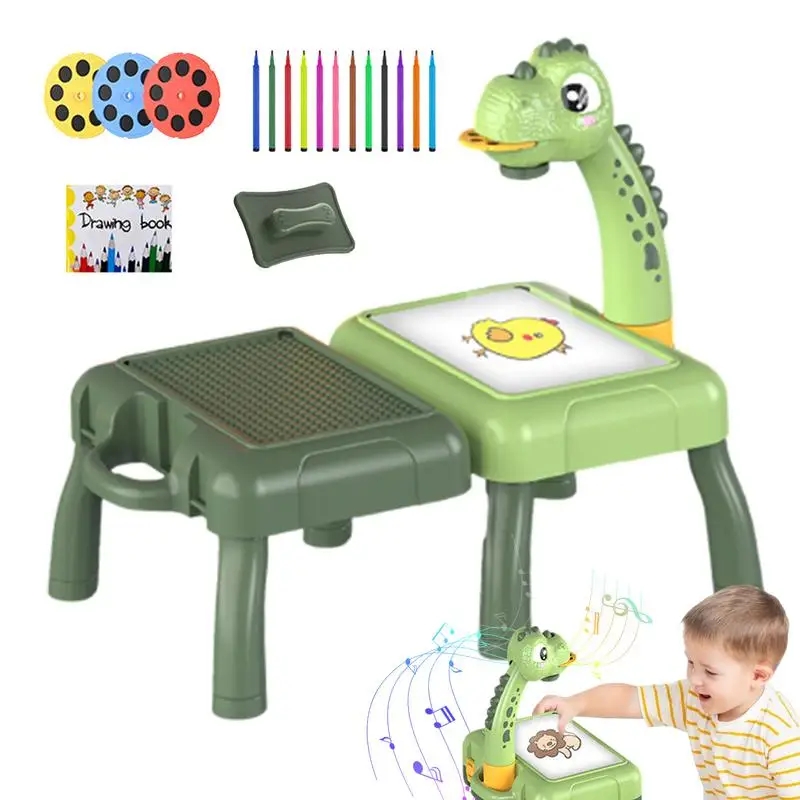 Drawing Projector Kids - 子供の投影絵画ボード多機能収納テーブルライト音楽プロジェクター製図板ペイントおもちゃ子供のためのギフト