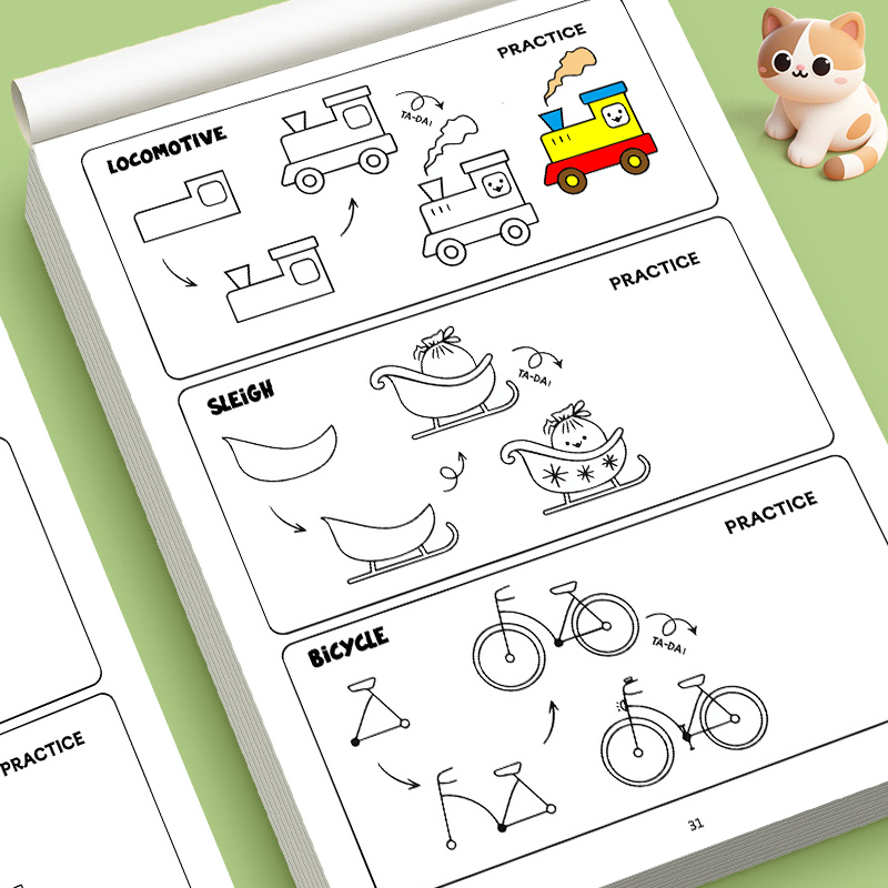 Kids Educational Workbooks - 子供向け「すべてを描く方法」アクティビティブック、4～8歳の男の子と女の子向けの就学前早期教育スケッチワークブック