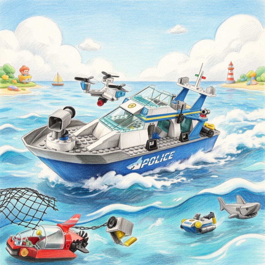 Lego Set Creator - シティシリーズ ビルディングブロック 海上警備隊パトロールボート マッチングシティセット 警察ボート DIYおもちゃモデル