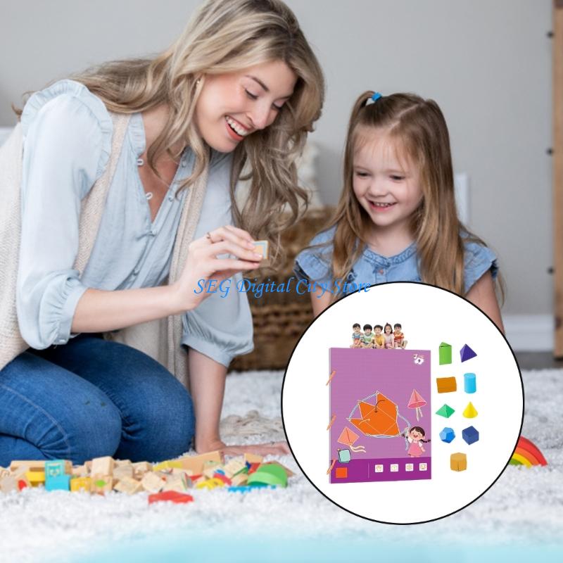 Kids Educational Workbooks - U75B 幾何学形状学習帳数学アクティビティブック折りたたみ幾何モデル付き幼児子供アーリング学習おもちゃ