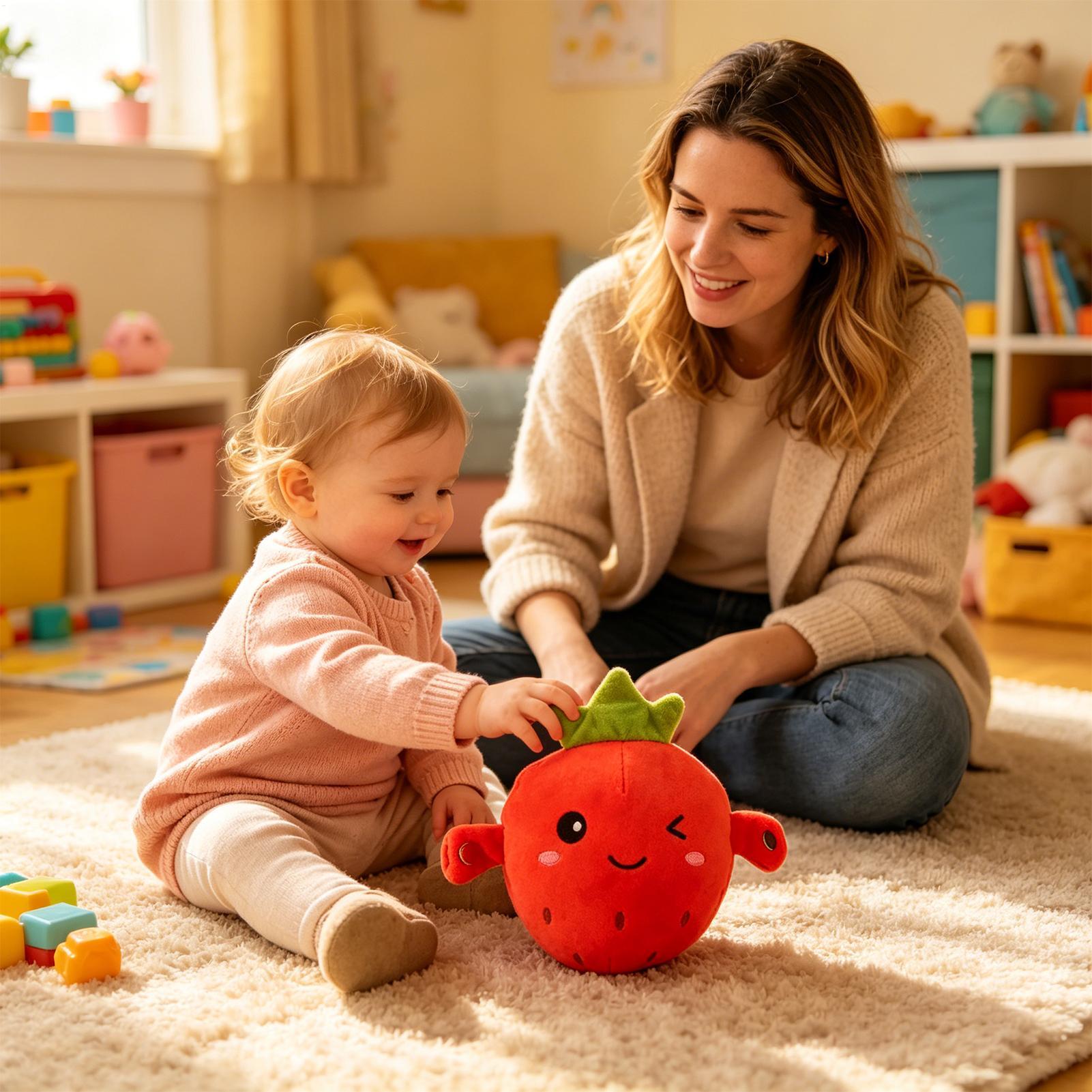 Kids Education Learn Tv - イチゴぬいぐるみ教育用インタラクティブ感覚抱き人形アクティビティ学習ぬいぐるみ教育用子供女の子男の子屋内用