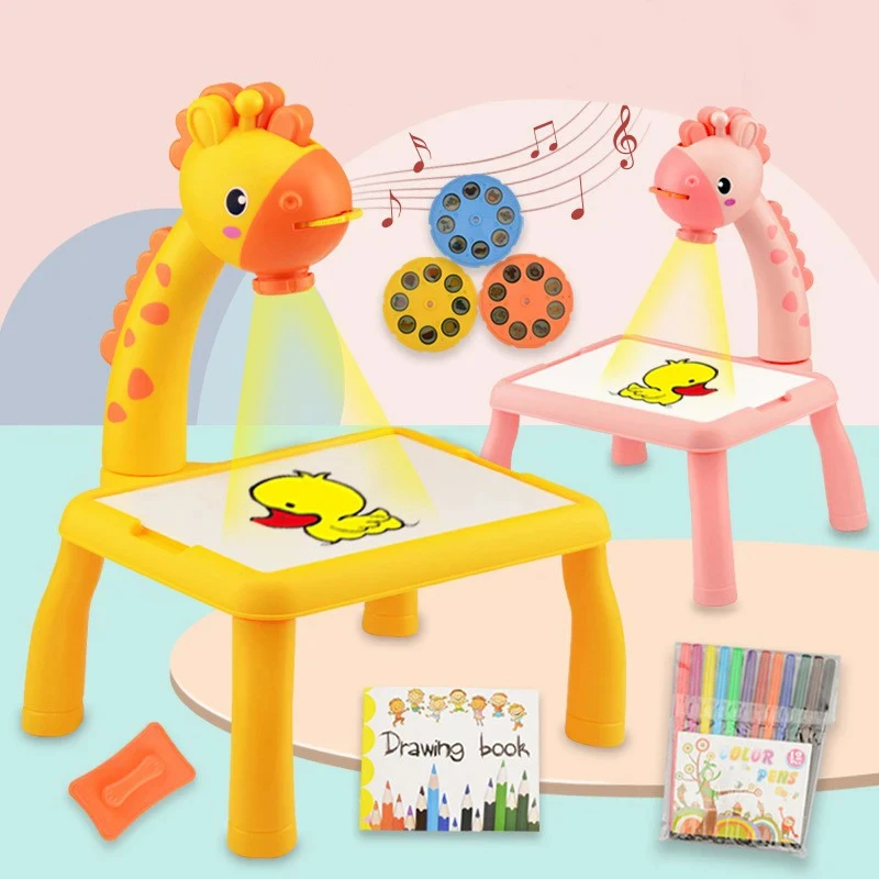 Drawing Projector Kids - 子供のためのLEDプロジェクターアート製図板,幼児教育玩具,落書き製図板,学習パズル