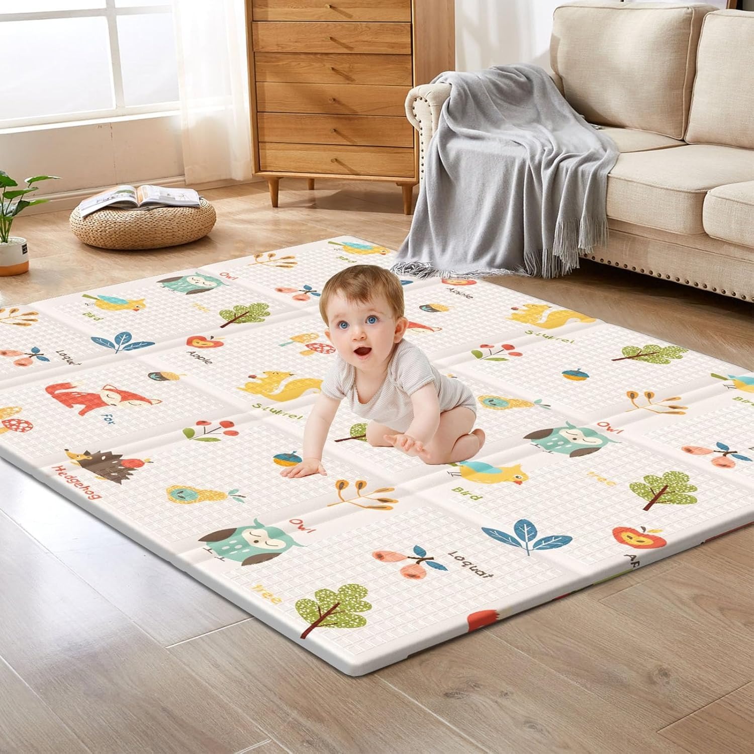Kids Educational Mat - 折りたたみベビープレイマット子供用両面パターン保護滑り止めアクティビティカーペット子供の教育活動マット