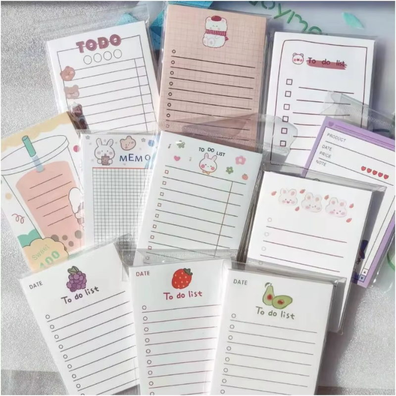 Kids Educational Workbooks - かわいい学校の文房具ノート、やることリストメモ帳、ポータブルメモ帳、事務用品、フルーツノート、メッセージノート、50枚