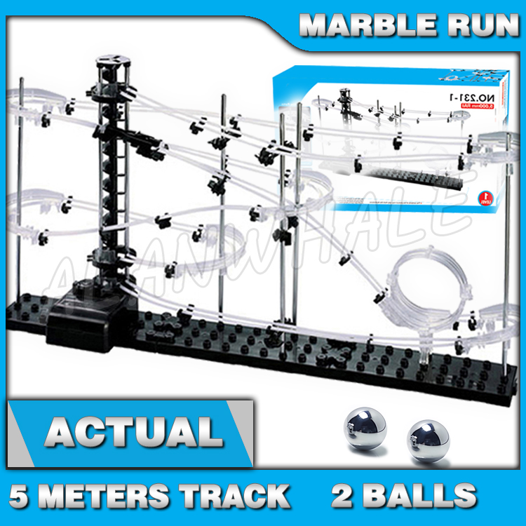 Kinetic Kids Education - 500cmレールレベル1 マーブルラン迷路ローラーコースター電動エレベーターモデルビルディング 男の子STEM学習玩具 ローリングボール彫刻