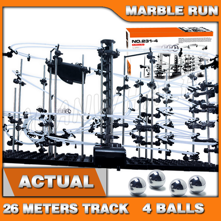 Kinetic Kids Education - 2600cmレールレベル4マーブルランレースローラーコースターナイトルミナスモデルビルディングキット学習玩具ローリングスチールボール彫刻