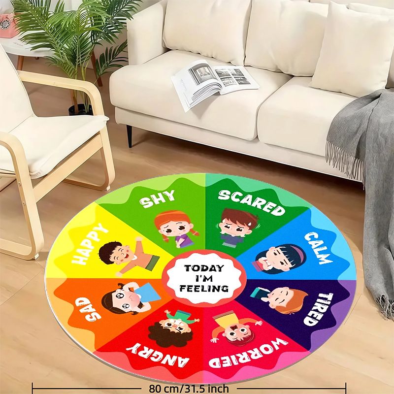 感情の輪 キッズラウンドラグ フランネル製 幼児部屋用感情チ - Kids Education Charts のレビューと価格