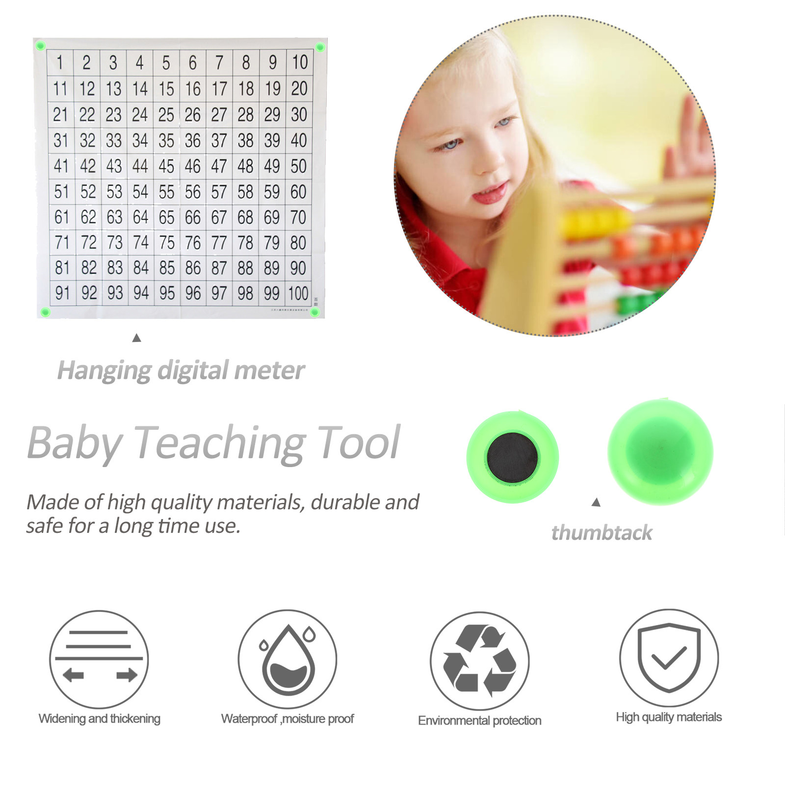 1セットの数字ウォールチャート1-100教育ポスター、未就学 - Kids Education Charts のレビューと価格