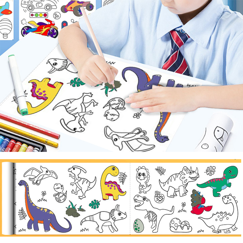 子供描画ロール DIY 粘着色充填紙着色紙ロール子供のための - Kids Educational Workbooks のレビューと価格
