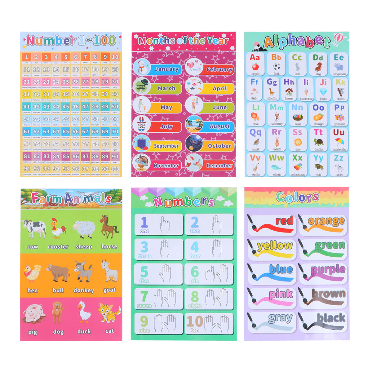 6 個の子供用動物ポスター子供用ポスター早期教育幼稚園教室の - Kids Educational Posters のレビューと価格