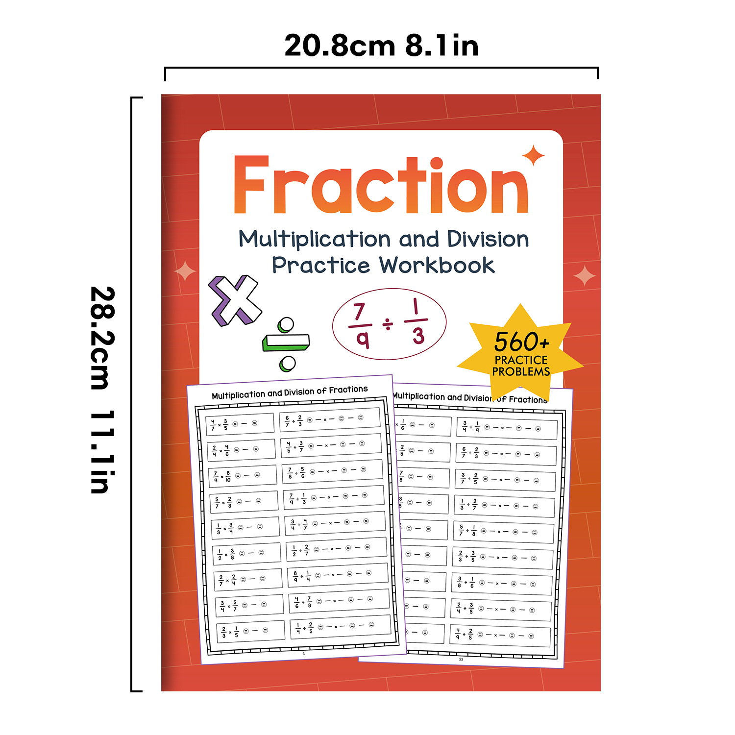 32 ページ A4 分数乗算除算練習ワークブック 子供用数学 - Kids Educational Workbooks のレビューと価格