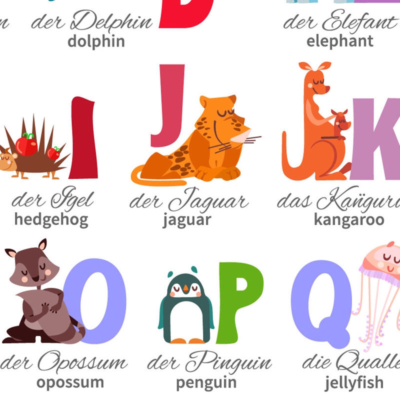 ドイツ語アルファベット動物保育園壁アートキャンバス絵画教育ポ - Kids Educational Posters のレビューと価格