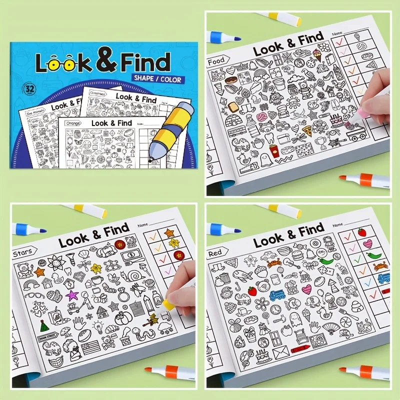 子供向け隠れ物塗り絵帳、見つけ&見つけアクティビティワークブ - Kids Educational Workbooks のレビューと価格