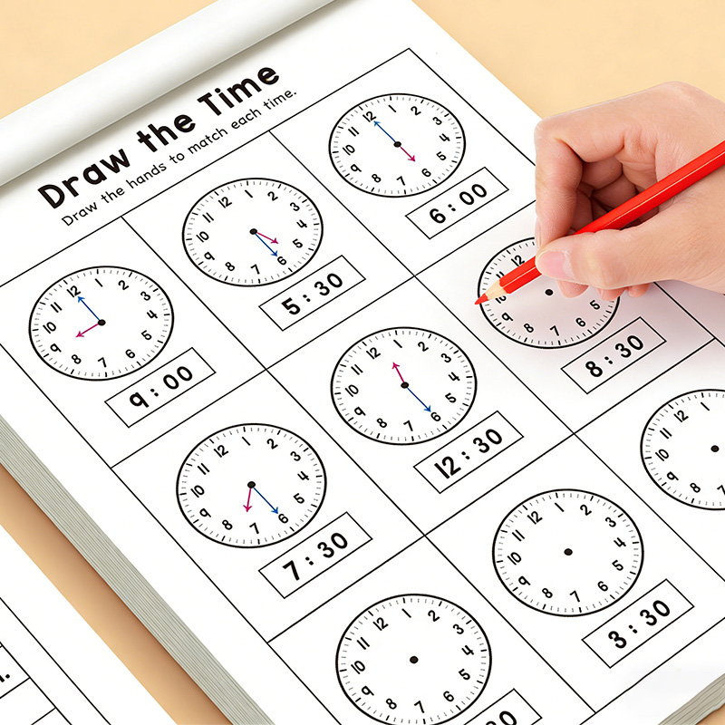 時計練習ワークブック、学校や家庭での時間の読み方や時間を知ら - Kids Educational Workbooks のレビューと価格