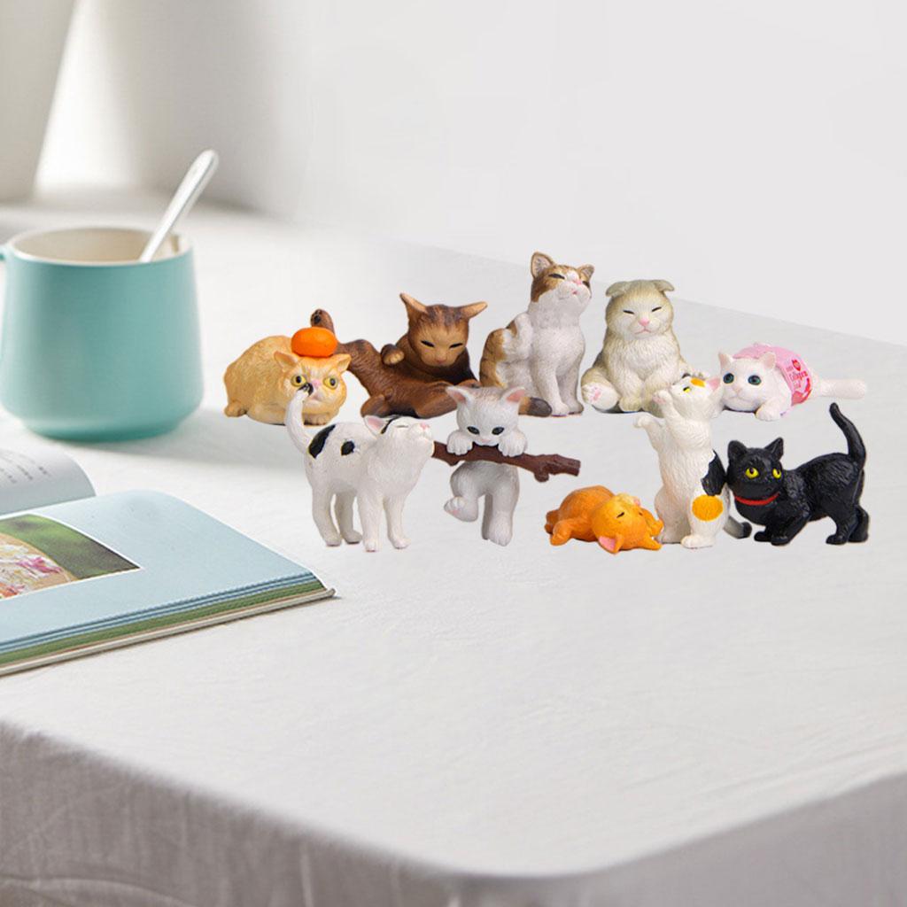 10/セット愛らしい猫のフィギュア像動物ミニチュア置物教育学 - Kids Education Learn Tv のレビューと価格