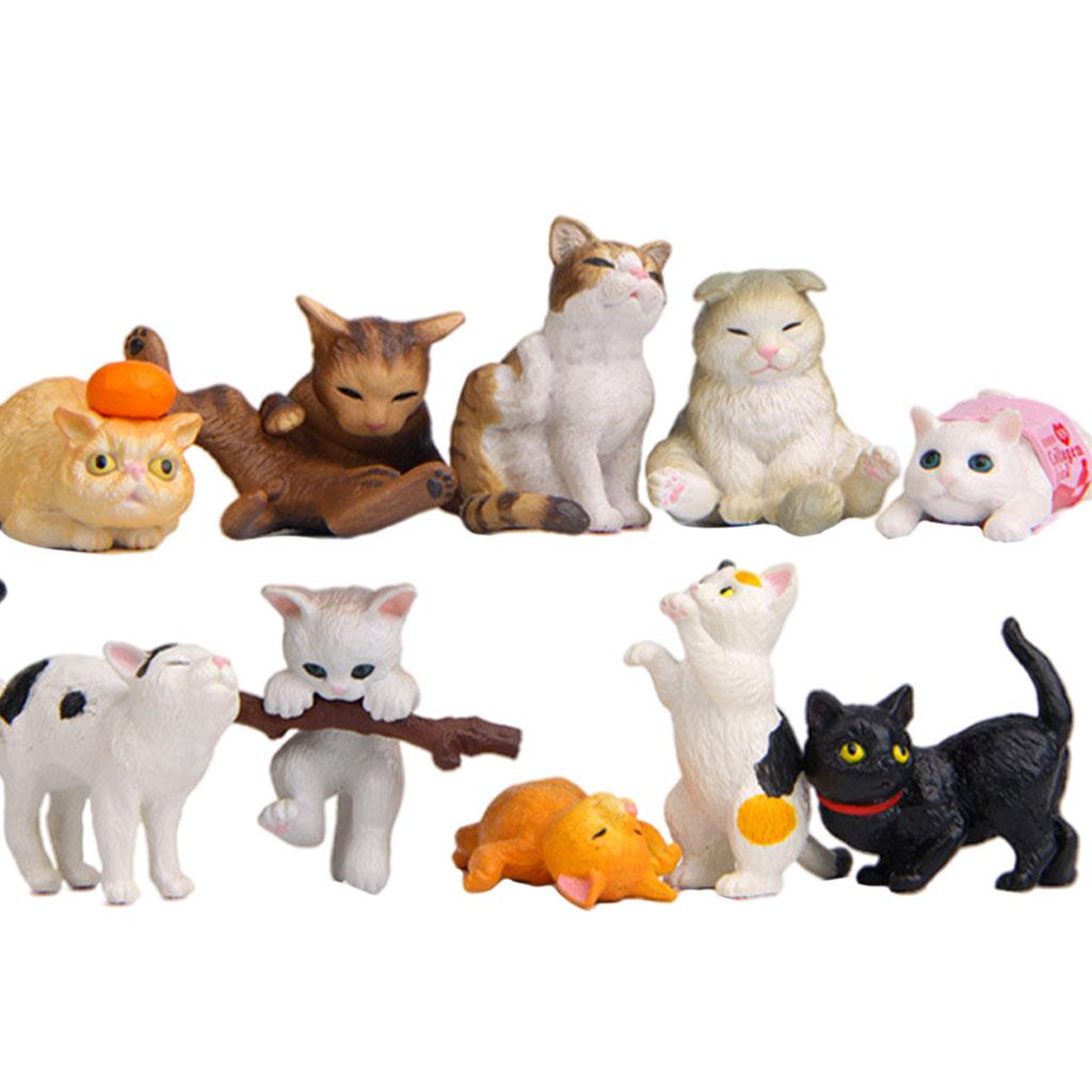 10/セット愛らしい猫のフィギュア像動物ミニチュア置物教育学 - Kids Education Learn Tv のレビューと価格