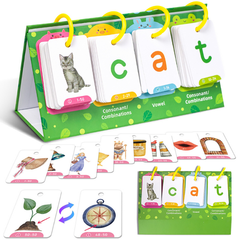 子供向けCVC単語フラッシュカード フォニックスフリップチャ - Kids Education Charts のレビューと価格