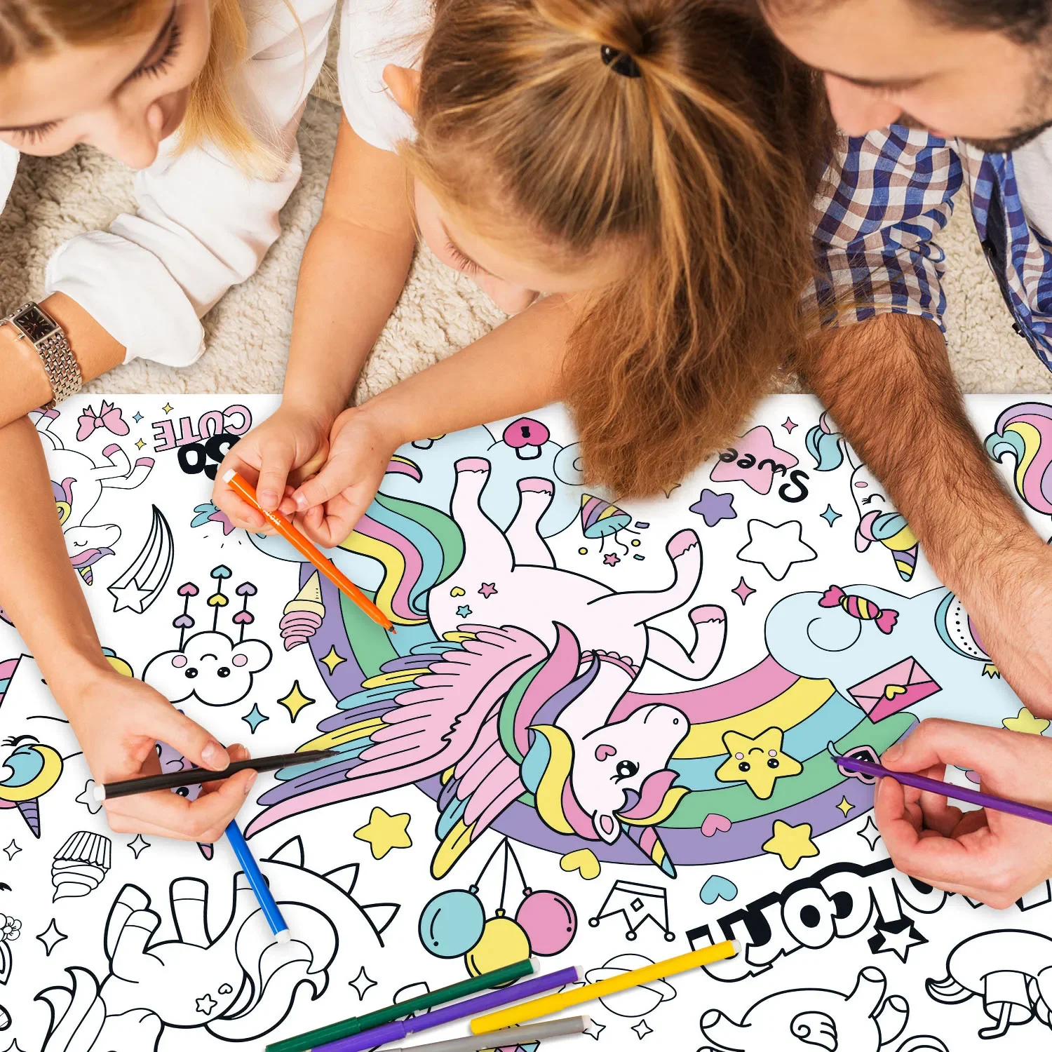 新しいユニコーン塗り絵ブック 子供用 大型塗り絵ポスター テ - Kids Educational Posters のレビューと価格