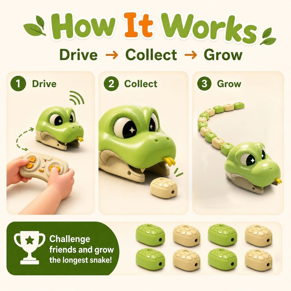 リモコン操作のグリーディスネーク磁気アタッチメント玩具、2人 - Kids Educational Device のレビューと価格
