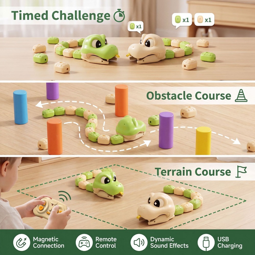 リモコン操作のグリーディスネーク磁気アタッチメント玩具、2人 - Kids Educational Device のレビューと価格