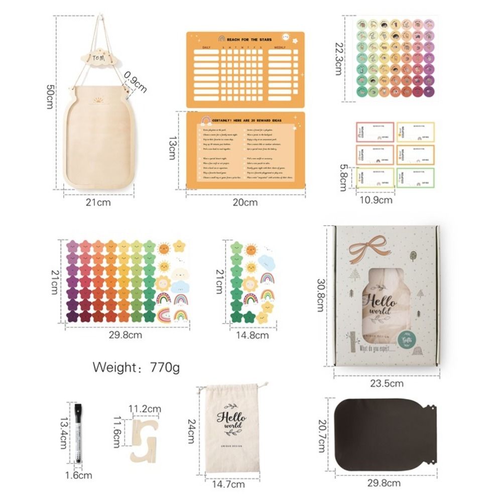 星型またはドーナツ型の木製ご褒美ボトル、教育用アクセサリー、 - Kids Education Charts のレビューと価格