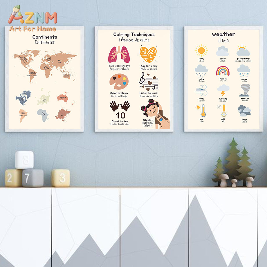 AZNM バイリンガル スペイン語 英語 子供用教育用キャン - Kids Education Charts のレビューと価格
