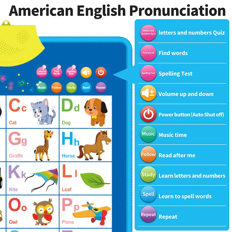 電子英語アルファベット壁チャートトーキングABC文字123音 - Kids Education Charts のレビューと価格